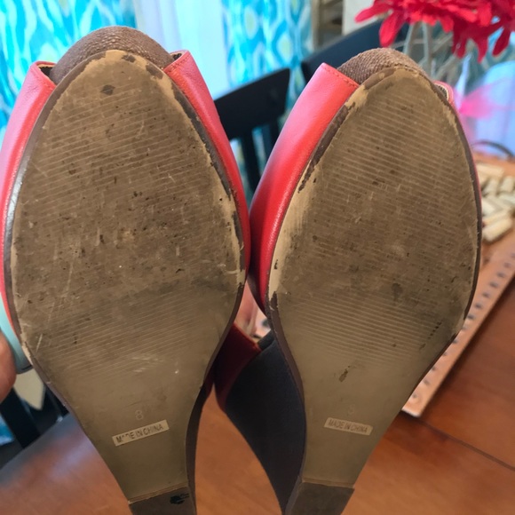 Pink Studio Orange Wedge Sandals - Picture 7 of 11